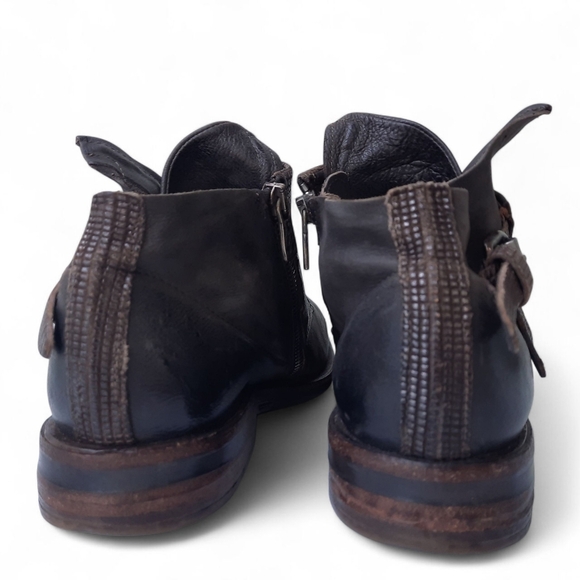 A.S.98 Edgy Moto Leather Bootie Almond Patina Zip Boho Western Biker Ombre 9.5 - Picture 11 of 16